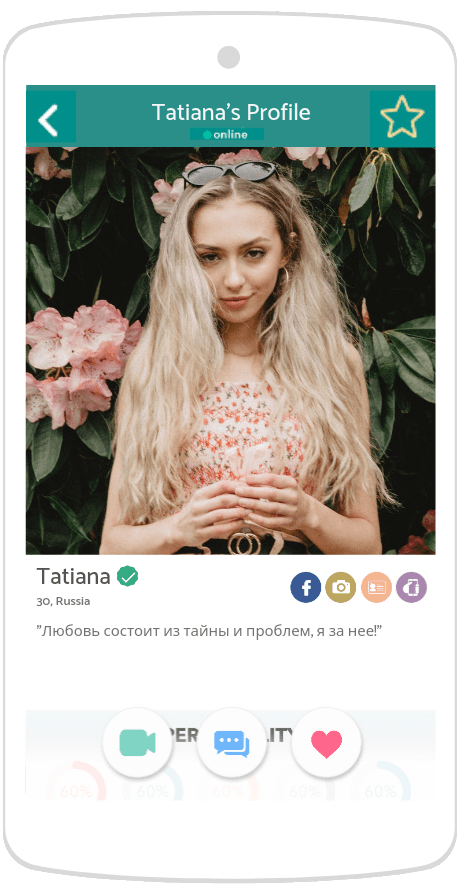 a girl's profile on a Russian dating site